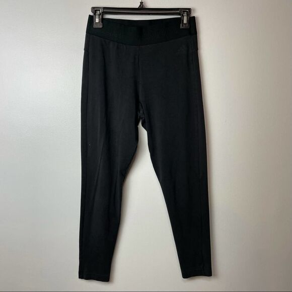 Adidas Solid Black & White Stripped Soft Stretchy Active Leggings size M - Picture 11 of 11